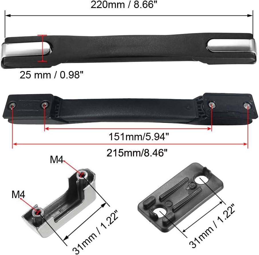 Luggage Handle, 220mm Long Strap Grip Replacement for Suitcase Case Black