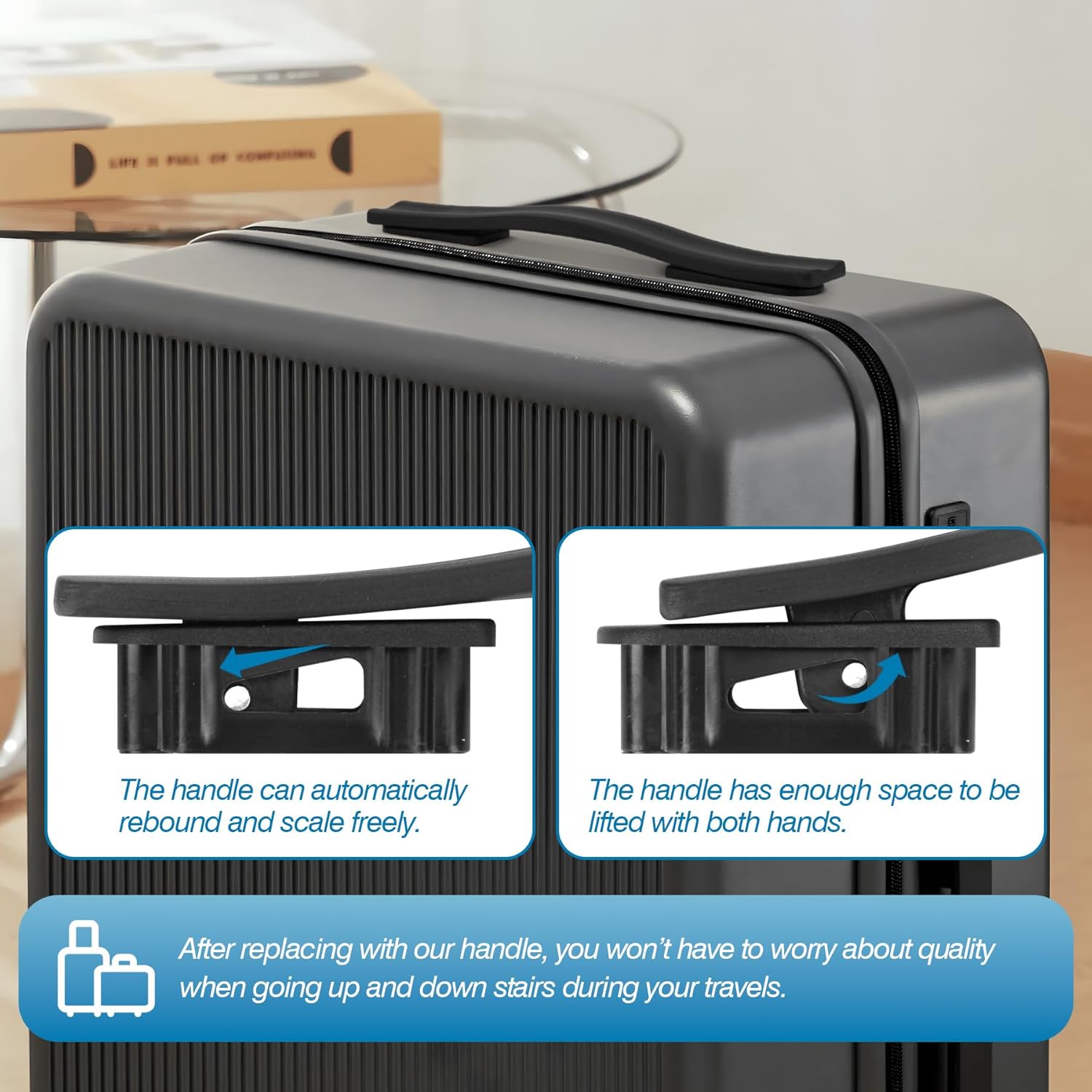 Concealed Fiber Suitcase Handle Replacement Luggage Case Handle Suitcase Carrying Grip for Repairing