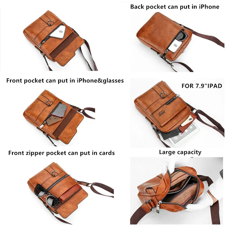 JEEP Luxury Mens Messenger Bags – Crossbody bag (Large Capacity)